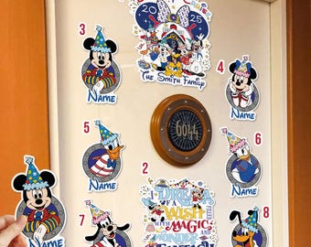 Personalized Mickey & Friends Birthday Cruise Magnet, Disney Cruise Door Magnet, Birthday Cruise Door Magnet, Stateroom Door Decor , DCL