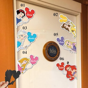 Personalized Disney Princess Balloons Magnet, Disney Inspired Princess Side Door Magnet for Disney Cruise Door, Disney Porthole Magnet