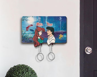 Llavero personalizado de La Sirenita, llavero de Ariel y Eric, llavero de pareja de Disney para colgar en la pared, decoración perfecta para el hogar