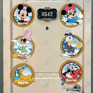 Personalized Disney Character Porthole Magnets, Stateroom Door Magnet, Mickey and Friends Cruise Ship Stateroom Door, Disney Cruise Magnet