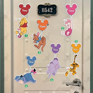 Ímã de balão personalizado da Disney, ímã do Ursinho Pooh, ímã de porta de cruzeiro, ímã de viagem de cruzeiro da Disney, decoração de porta de camarote