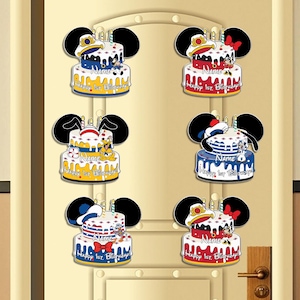 Personalisierter Mickey und Friends Cruise Geburtstagsmagnet, Disney inspirierter Geburtstagskuchen Cruise Türmagnet, Geburtstagsdeko Magnet, Disney Magnet