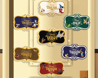 Imán personalizado con nombre de Disney Family & Cruise Ship, placa de crucero de Disney personalizada, imán para puerta con nombre de barco de Disney Cruise Line