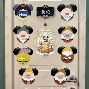 Personalized Snow White Inspired Magnet, Disney Family Members Gift, Mickey Head Magnet, Snow White & 7 Dwarfs Disney Cruise Line Magnet