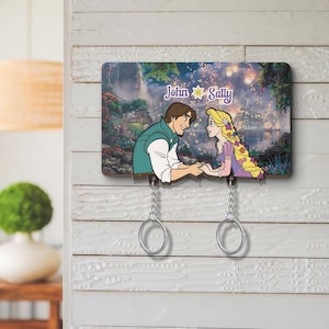 Personalized Tangled couple Keychain, Rapunzel and Flynn Rider key, Disney Couple Keychain Hanger for Wall Hanging, Perfect Home Decor