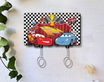 Porte-clés personnalisé pour couple, film Cars, clé Lightning McQueen et Sally, porte-clés pour couple à accrocher au mur, décoration d'intérieur parfaite