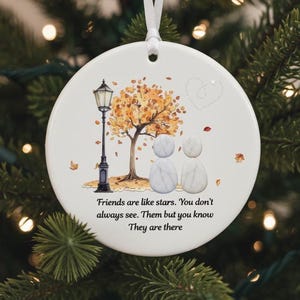 Friendship Sea Glass Quote “Friends are like Stars” Ceramic Ornament, Timeless Friendship Xmas Keepsake Ornament,Best Friend Sea Glass Decor