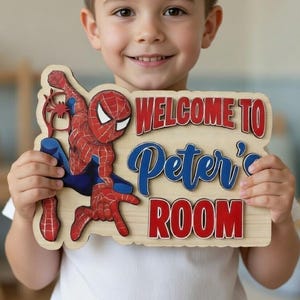 Personalized Spiderman Room Sign, Superhero Bedroom Door Name Sign, Nursery Name Sign, Kids Room Sign, Disney Superhero Door Sign, Avengers