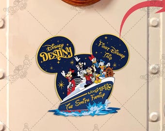 Spersonalizowany magnes rodzinny na statek wycieczkowy Disney, magnes na iluminator Disney, drzwi kabiny na statek wycieczkowy Mickey & Friends, pierwszy magnes na wycieczkę Disney