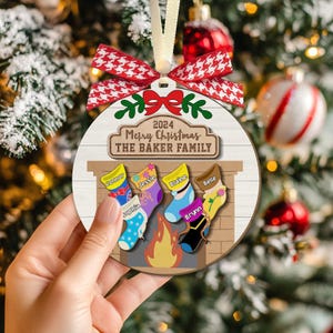 Personalized Disney Family Socks Christmas Ornament, Custom Family Name Ornament 2024, Family Trip Ornament, Disney Ornament 2024 Holiday