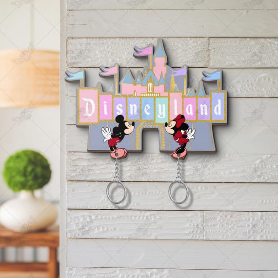 Disneyland Wooden Keychain Holder, Mickey Mouse Keychain, Disney