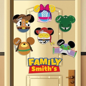 Personalisierte Toys Geschichte inspiriert Magnet, Disney Familienmitglieder Geschenk, Mickey Kopf Magnet, Rapunzel Prinzessin inspiriert Cruise Türmagnet