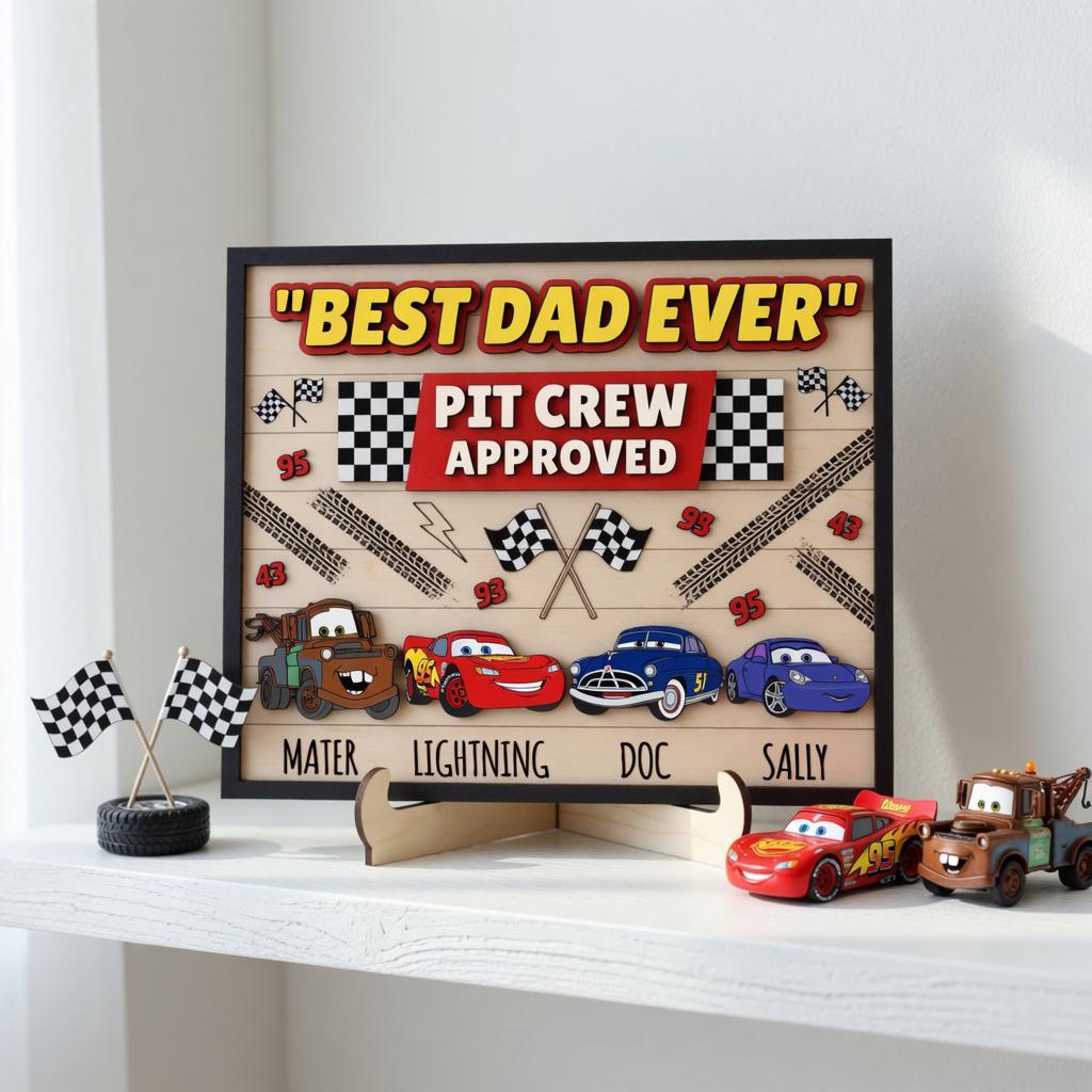 Personalized Disney Cars Wood Sign, Best Dad Ever Father Day Gift ...