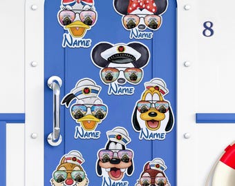 Personalized Disney Cruise Characters Sunglass Magnet, Family Cruise Ship Stateroom Door, Disney Cruise Magnets