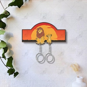 Lion King key holder, Disney Father and son Wooden Keychain, Disney Movie Keychain Hanger for Wall Hanging,Perfect Home Decor