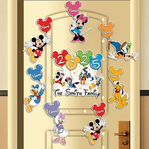 Imán personalizado de la familia Disney 2025, imán con temática de globo de ratón, imán para puerta de crucero, imán para viaje en crucero de Disney, decoración para puerta de camarote