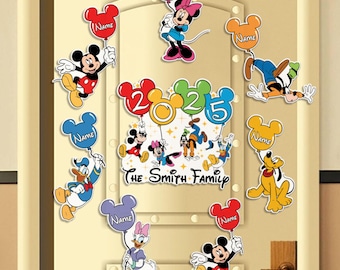 Personalized Disney Family 2025 Magnet, Mouse Balloon Theme Magnet, Cruise Door Magnet, Disney Cruise Trip Magnet, Stateroom Door Decor