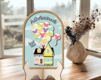 Disney Adventure Is Out There UP Movie Wood Sign, PIXAR UP, Carl and Ellie Decor, Up home decor, Disney House Balloon Decor