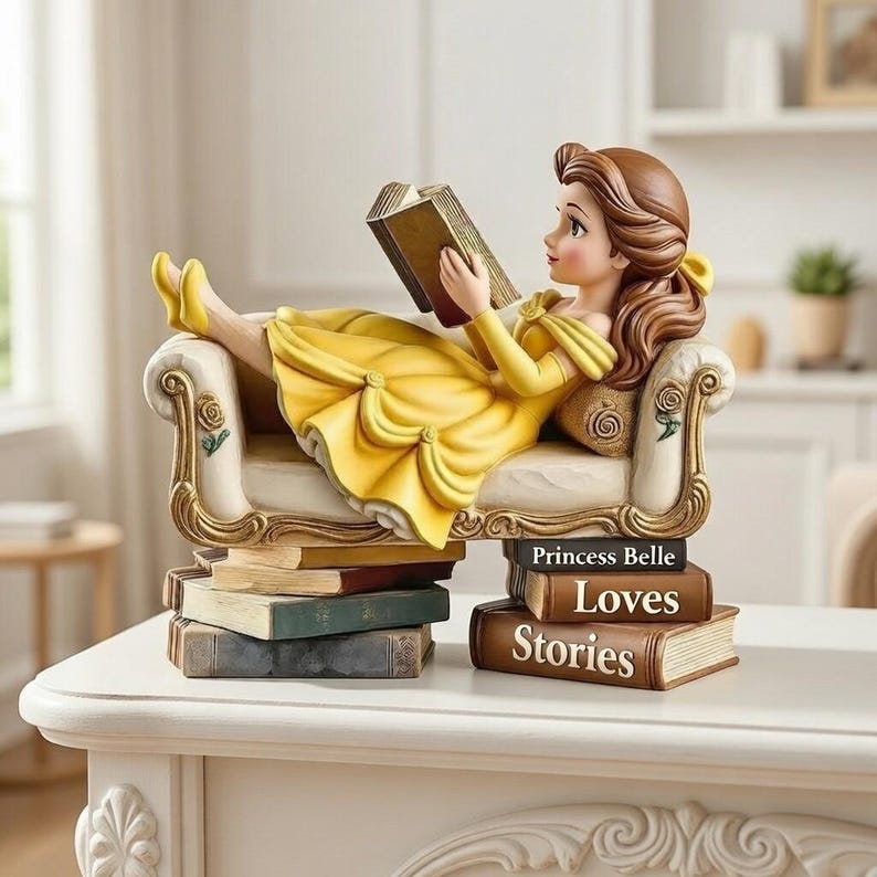 Disney Princess Belle Reading Wooden Block, Beauty and the Beast Book ...