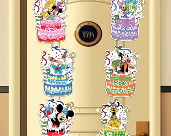 Personalized Mickey and Friends Birthday Magnet, Disney Inspired Birthday Cake Cruise Door Magnet, Birthday Decor Magnet, Disney Magnets