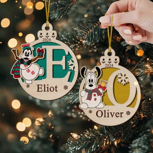 Personalized Snowman Disney Dog Christmas Ornament, Disney Couple Ornament 2024, Disney Christmas Balls Ornament, Goofy Pluto Keepsake