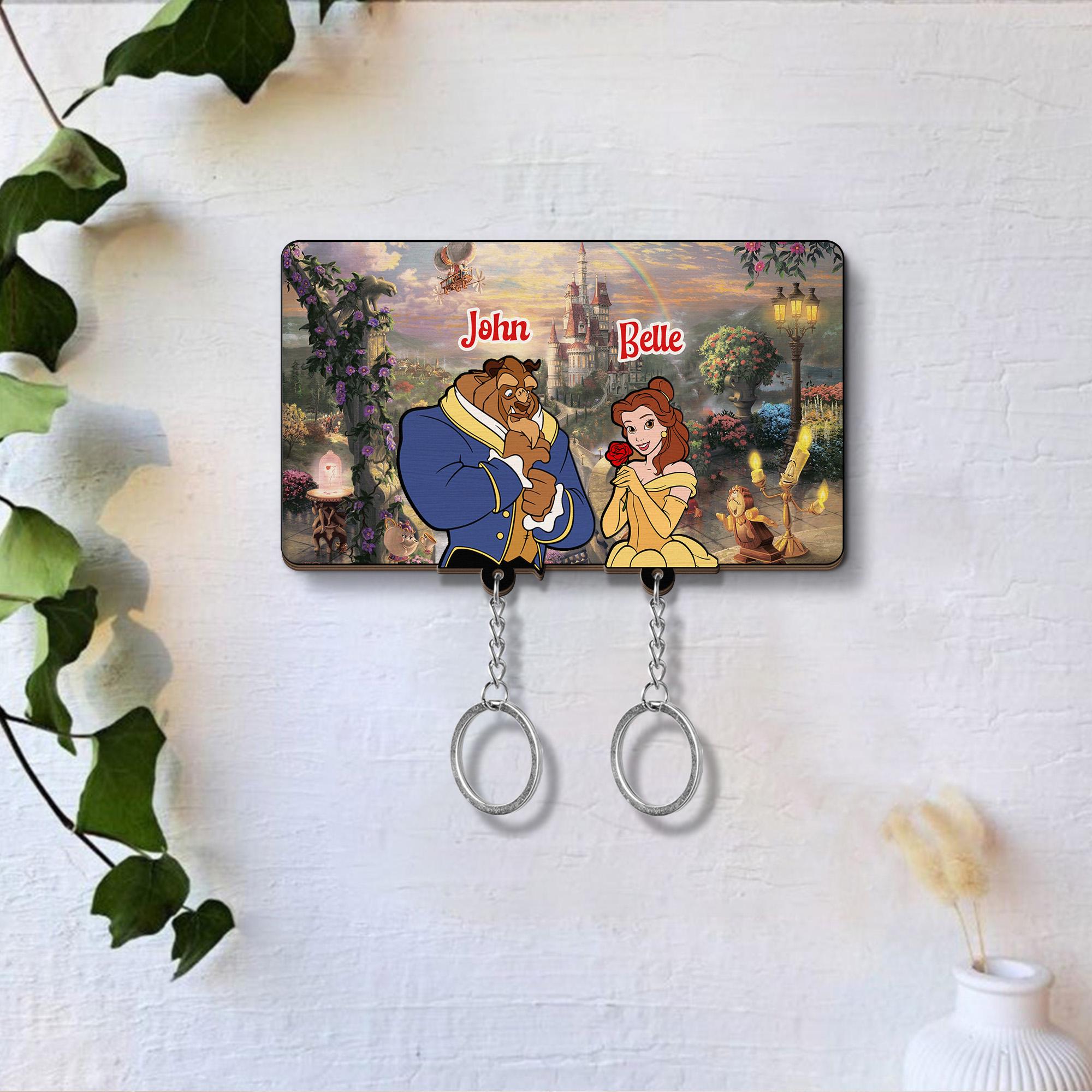 Beauty and the Beast Couple Keychain, Custom Belle Princess Couple