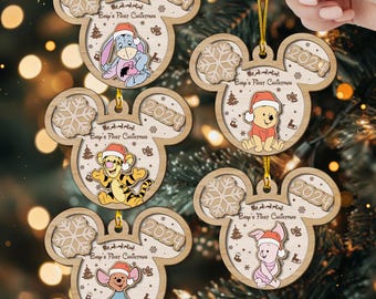 Personalized Winnie the Pooh Baby's First Christmas Wooden Ornament, Custom Name Baby Ornament, Pooh & friends Ornament 2025, Gift For Kids