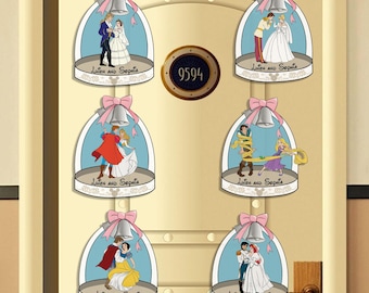Spersonalizowane magnesy na drzwi Disney Princess Just Married, magnesy na miesiąc miodowy Disney Cruise, magnes na ślub Disney Cruise na rocznicę ślubu