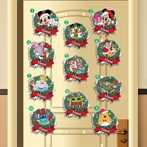 Calamita natalizia personalizzata con tutti i personaggi Disney Very Merrytime Cruises, Topolino e i suoi amici, Stitch, Pooh, porta della cabina per crociera di Natale per famiglie
