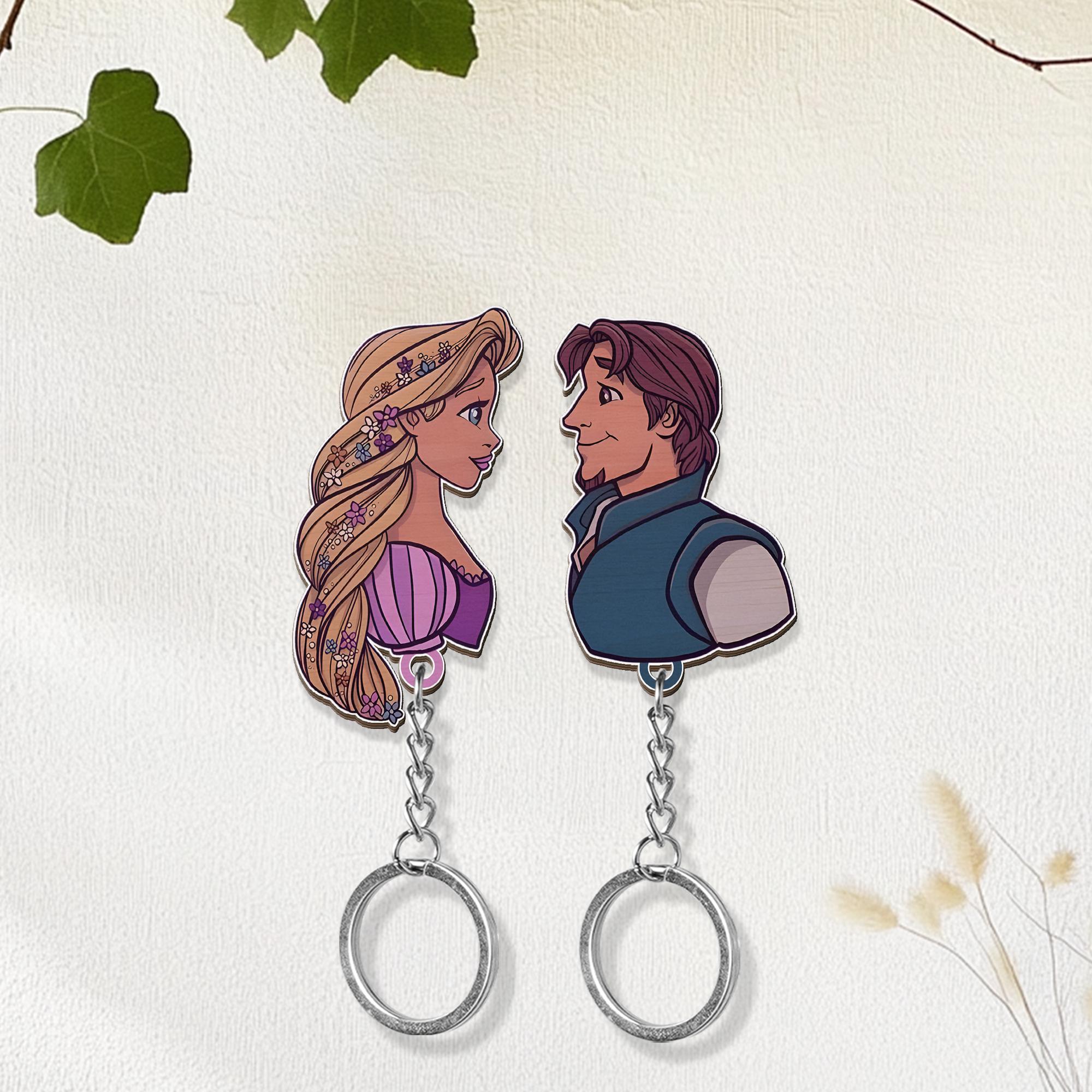 Flynn Rider Key Chain Personalized Rapunzel and Flynn Rider Wooden Keychain, Tangled Key ...