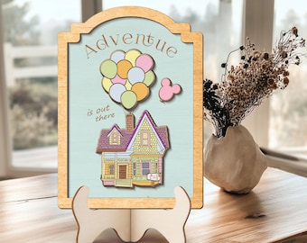 Adventure Is Out There UP film houten bord, PIXAR UP, Carl en Ellie Decor, Up Home decor, Disney House Decor