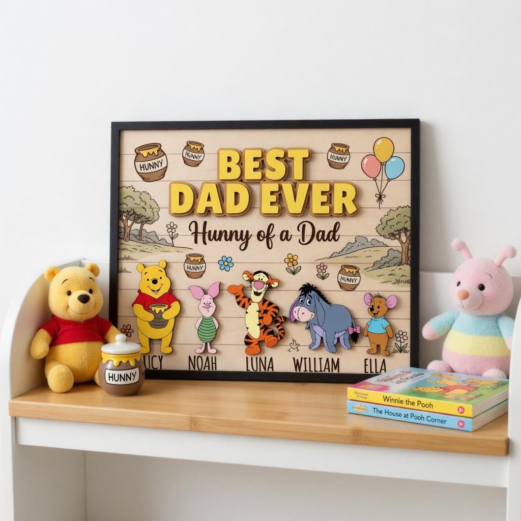 Custom Disney Winnie the Pooh Wood Sign, Best Dad Ever Honey Jar Plaque ...