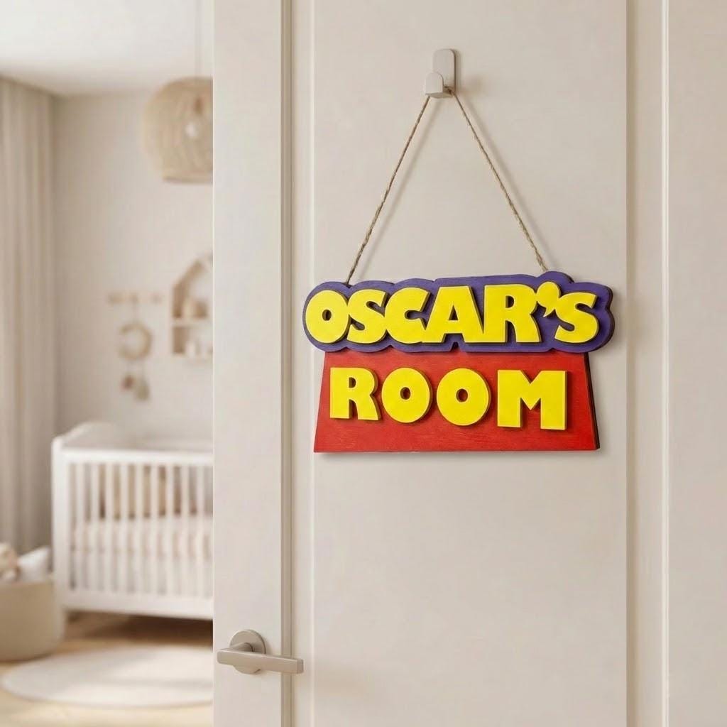 Personalized Toy Story Style Kids Room Name Sign, Custom Wooden Door ...