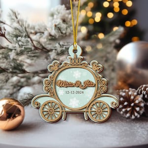 Personalized Princess Carriage Cinderella Ornament, Christmas Ornament, Disney Wedding, Cinderealla Ornament, Disney Gift For Couple