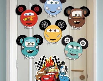 Personalisierter Disney Cars Cruise Türmagnet, Familienkreuzschiff-Stateroom-Tür, Disney-Auto-Charakterballonmagnet, McQueen-Magnet