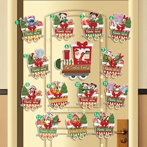 Calamita natalizia personalizzata Mickey and Friends Very Merrytime Cruises, calamita Disney Cruise, decorazione per porta cabina nave da crociera per famiglie