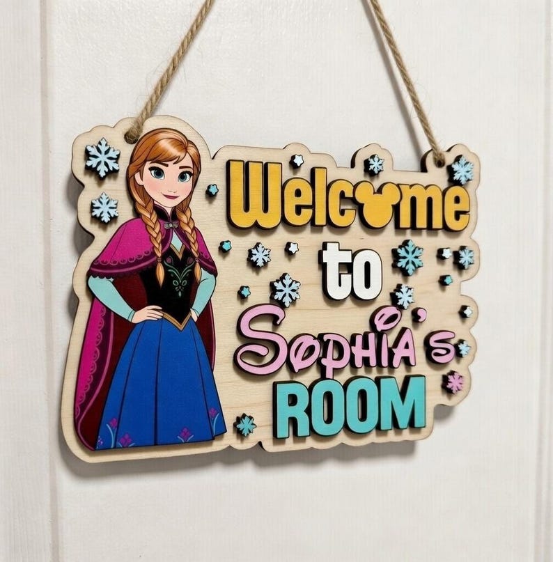 Personalized Anna Princess Nursery Name Sign, Welcome to My Room Wooden ...