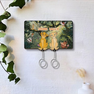 Personalized Lion King Wooden Keychain Wooden, Nala and Simba keychain, Disney Movie Keychain Hanger for Wall Hanging,Perfect Home Decor