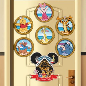 Ímã de cruzeiro personalizado do Ursinho Pooh, ímã de cruzeiro do Pooh e seus amigos, porta de cabine de navio de cruzeiro da família Disney, decoração de porta de cabine