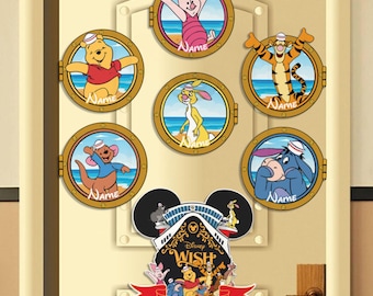 Imán de crucero personalizado de Winnie the Pooh, Pooh y sus amigos, puerta de camarote de crucero familiar de Disney, decoración de puerta de camarote