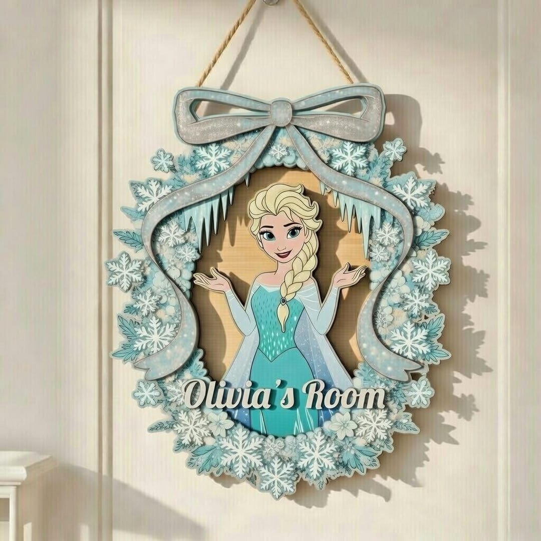 Personalized Elsa Wooden Name Sign, Disney Princess Frozen Floral ...