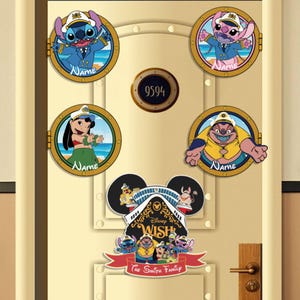 Personalized Lilo & Stitch Cruise Magnet, Disney Stitch Cruise Door Magnet, Disney Family Cruise Ship Stateroom Door, Stateroom Door Decor