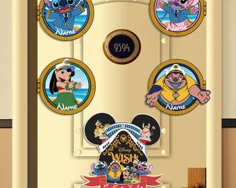 Imán personalizado de crucero de Lilo y Stitch, imán para puerta de crucero de Disney Stitch, puerta de camarote de crucero familiar de Disney, decoración de puerta de camarote