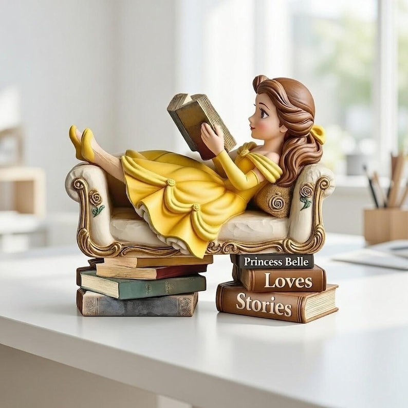 Disney Princess Belle Reading Wooden Block, Beauty and the Beast Book ...