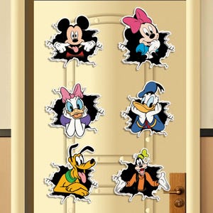 Personalized Mickey and Crew Bursting the Door of the Disney Magnet, Disney Porthole Magnet,  Disney Cruise Magnets, Disney Cruise Decor