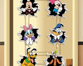 Personalized Mickey and Crew Bursting the Door of the Disney Magnet, Disney Porthole Magnet,  Disney Cruise Magnets, Disney Cruise Decor