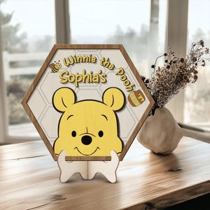 Winnie the Pooh Personalized Wooden Sign, Disney Pooh Decor, Honey Bees Wooden Decor, Kids room Decor