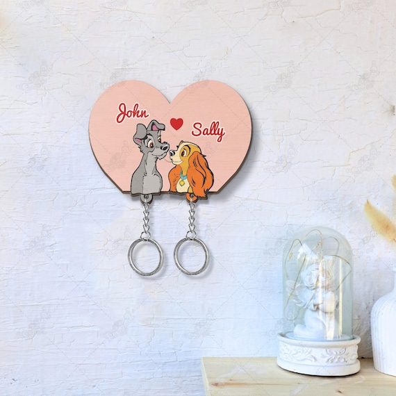 Personalized Lady and the Tramp Keychain Holder, Disney Couple