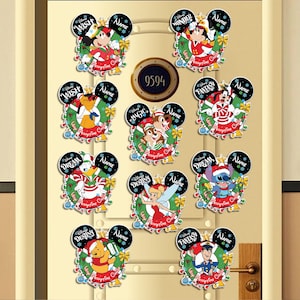 Gepersonaliseerd Alle personages Disney Very Merrytime Cruisemagneet Magneet, Mickey & Friends deurmagneet Xmas Stateroom, Kerstmis Familiecruise