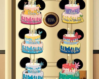 Personalized Disney Princess Birthday Magnet, Disney Inspired Birthday Cake Cruise Door Magnet, Birthday Decor Magnet, Disney Magnets